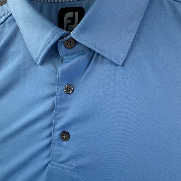 Footjoy FJ Polo Men Large Shirt Short Sleeve Solid Blue Blank Stretch Golfing - Picture 8 of 16